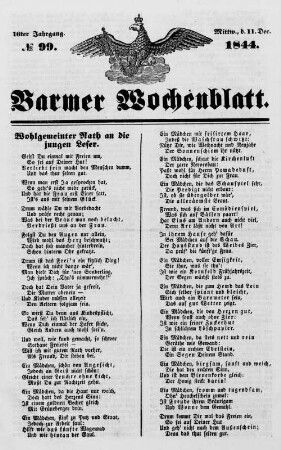 Barmer Wochenblatt. 1838-1859