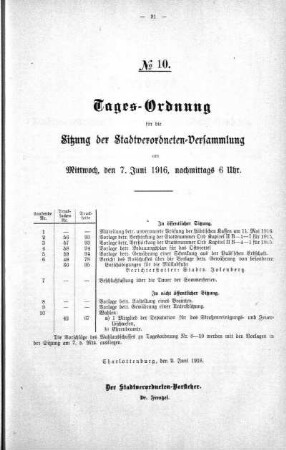 Tages-Ordnung, 07. Juni 1916