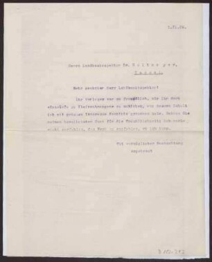 Schreiben an Landbauinspektor Dr. Holtmeyer, Cassel (Brief)
