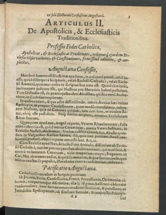 Articulus II. De Apostolicis, & Ecclesiasticis Traditionibus.