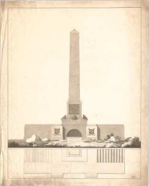Voit, Johann Michael; Kriegerdenkmal mit Obelisk - Ansicht