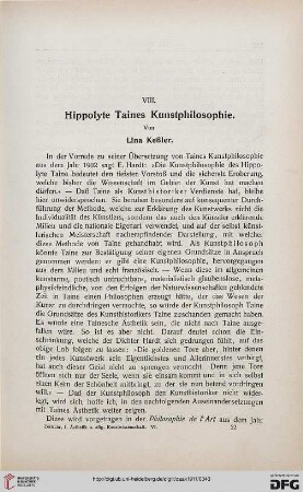 Hippolyte Taines Kunstphilosophie