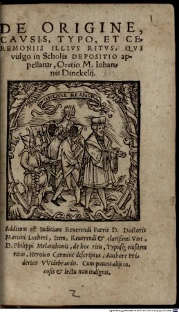 De origine, causis typo et ceremoniis illius ritus, qui vulgo ... Depositio ... appellatur oratio
