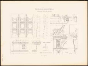 Reichsgericht, Leipzig: Tafel 38: Haupttreppenhaus (Decke und Details) (aus: Der Reichsgerichtsbau zu Leipzig, Berlin 1898)