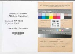 Entnazifizierung Johannes Jochheim , geb. 17.09.1912 (Oberfeldwebel)