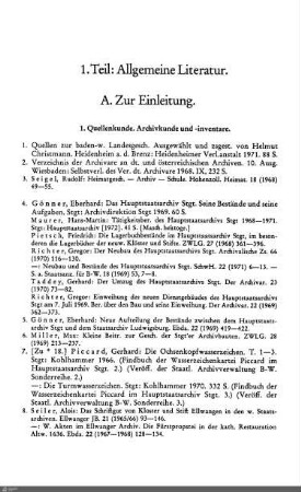 1. Quellenkunde. Archivkunde und -inventare