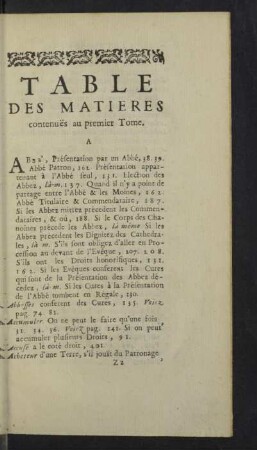 Table des matieres
