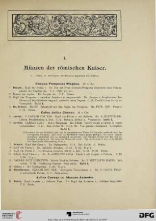 I. Münzen der römischen Kaiser (Nr. 1-1654)
