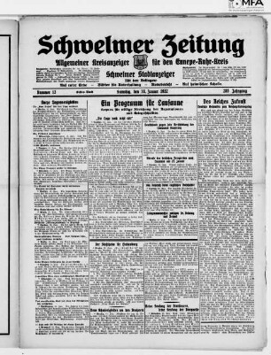 Schwelmer Zeitung : allgemeiner Kreisanzeiger für den Ennepe-Ruhr-Kreis : Schwelmer Stadtanzeiger