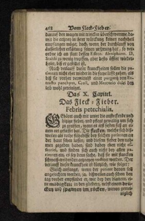 Das X. Capitel. Das Fleck-Fieber. Febris petechialis.