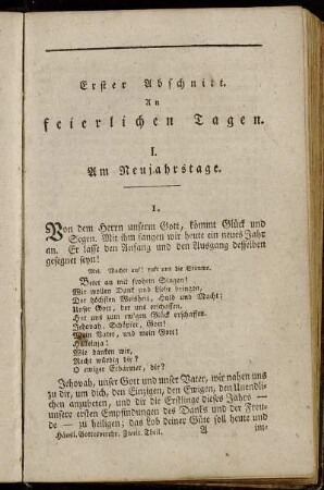 Erster Abschnitt. An feierlichen Tagen