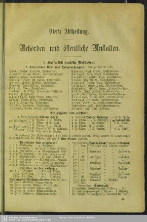 Vierte Abtheilung. Behördenverzeichnis : Vierte Abtheilung. Behörden und öffentliche Anstalten