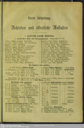 Vierte Abtheilung. Behördenverzeichnis : Vierte Abtheilung. Behörden und öffentliche Anstalten