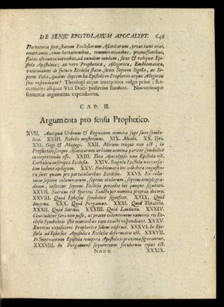 Cap. II. Argumenta pro sensu Prophetico