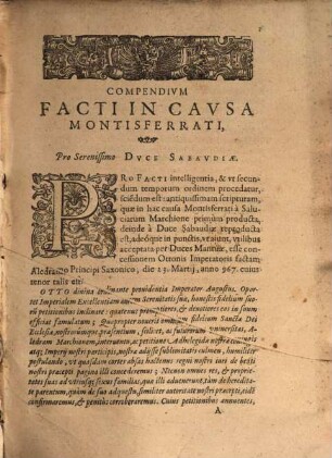 De Montisferrati ducatu contra Ser. Ducem Mantuae pro Sereniss. Duce Sabaudiae consultatio