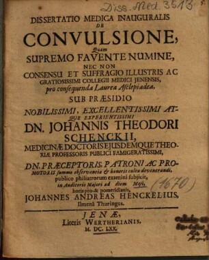 Dissertatio Medica Inauguralis De Convulsione