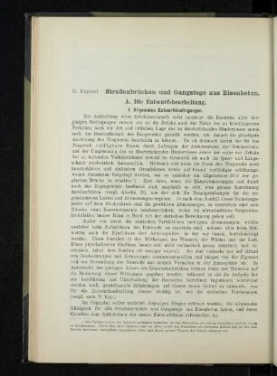 II. Kapitel. Straßenbrücken und Gangstege aus Eisenbeton.
