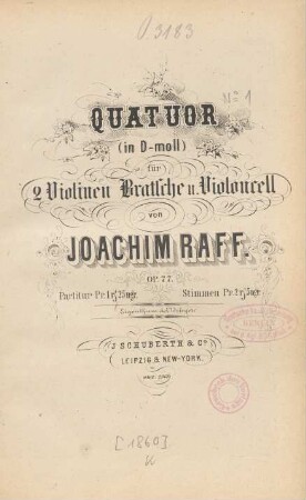 Quatuor (in d-Moll) für 2 Violinen, Bratsche und Violoncell : op. 77