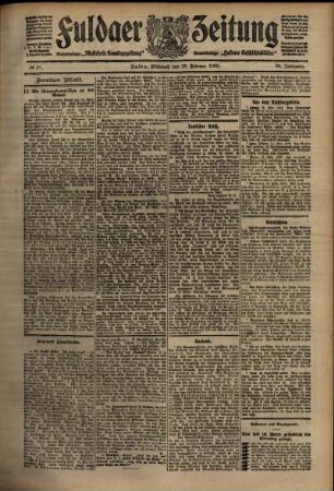 Zweite Ausgabe vom Mittwoch, den 17. Februar 1909.