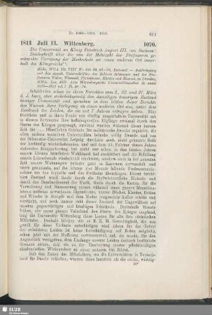 1070. 1813, Juli 13. Wittenberg
