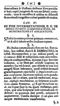 Cap. IV. De sine interpretationis, h. e. de sensus inventi communicatione, demonstratione & adplicatione.