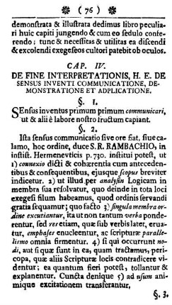 Cap. IV. De sine interpretationis, h. e. de sensus inventi communicatione, demonstratione & adplicatione.