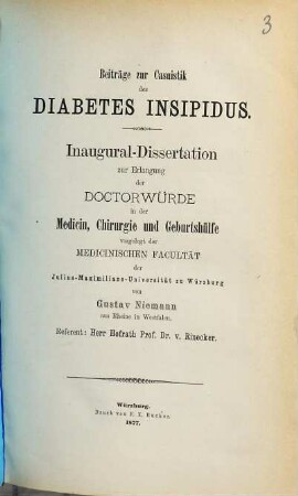 Beiträge zur Casuistik des Diabetes insipidus : Inaug.-Diss.