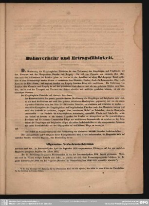Bahnverkehr und Ertragsfähigkeit