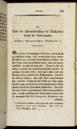 IX. Von der Herausschaffung der Nachgeburt durch die Gebärmutter. Erster, theoretischer, Abschnitt.