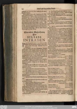 Eine andere Außrechnung Des Sultans Intraden.