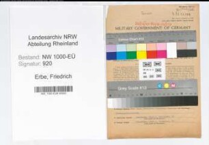 Entnazifizierung Friedrich Erbe, geb. 13.08.1899 (Kaufm.Angest.)