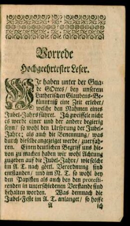 Vorrede hochgeehrtester Leser
