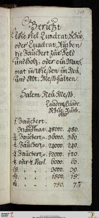 Umrechnung der alten auf die neuen Salemer Flächenmaße