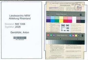 Entnazifizierung Anton Gendritzki , geb. 01.03.1902 (Zollbeamter)