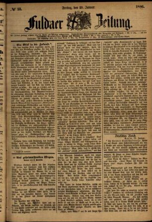 Ausgabe vom Freitag, den 29. Januar 1886.