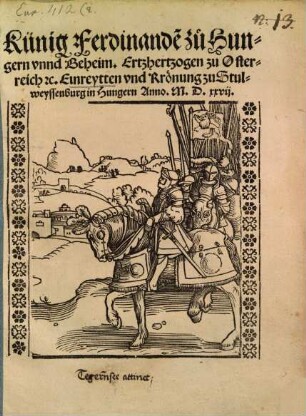 König Ferdinanden zu Hungern unnd Beheim, ... Einreytten und Krönung zu Stulweyssenburg in Hungern Anno 1527
