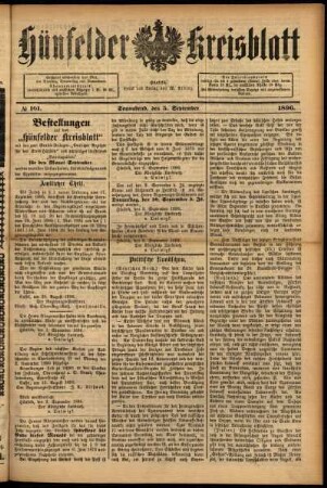Ausgabe vom Samstag, den 05. September 1896.