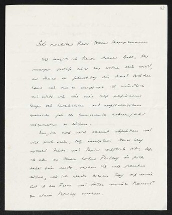 Brief von Rolf Ibscher an Gerhart Hauptmann