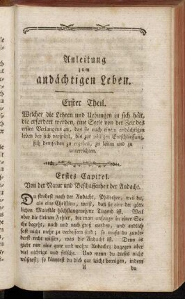 Erstes Capitel. - Achtes Capitel.