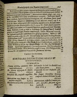 Caput Secundum. De Mortuarii Definitione Reali Et Divisionibus.