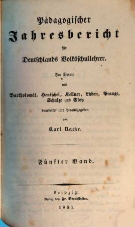 Pädagogischer Jahresbericht : von .... 5, 5. 1851