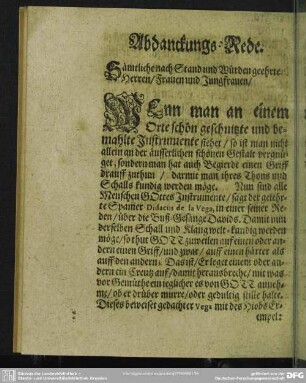 Abdankung : Abdanckungs-Rede