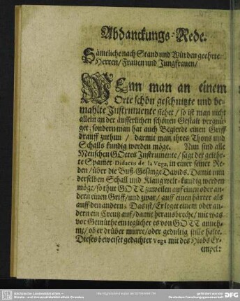 Abdankung : Abdanckungs-Rede