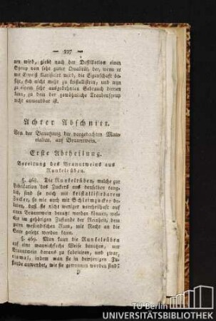 Erste Abtheilung. Bereitung des Branntweins aus Runkelrüben.