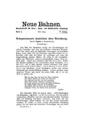 Schopenhauers Ansichten über Erziehung : (Fortsetzung)