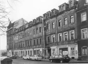 Dresden-Neustadt, Bischofsweg 76/72 Wohnhäuser mit Läden (um 1860 [Nr. 76]). Straßenansicht