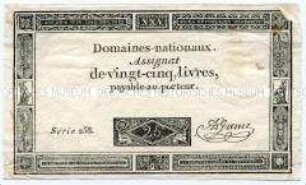 Frankreich, Assignat 25 Livres
