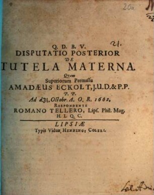 De tutela materna, Disp. posterior