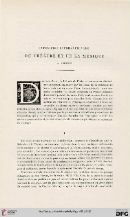 3. Pér. 8.1892: Exposition internationale du théâtre et de la musique à Vienne