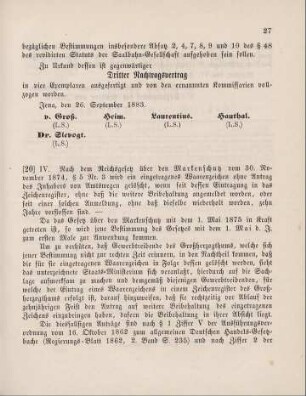 20. Löschung eines eingetragenen Waarenzeichens ohne Antrag des Inhabers